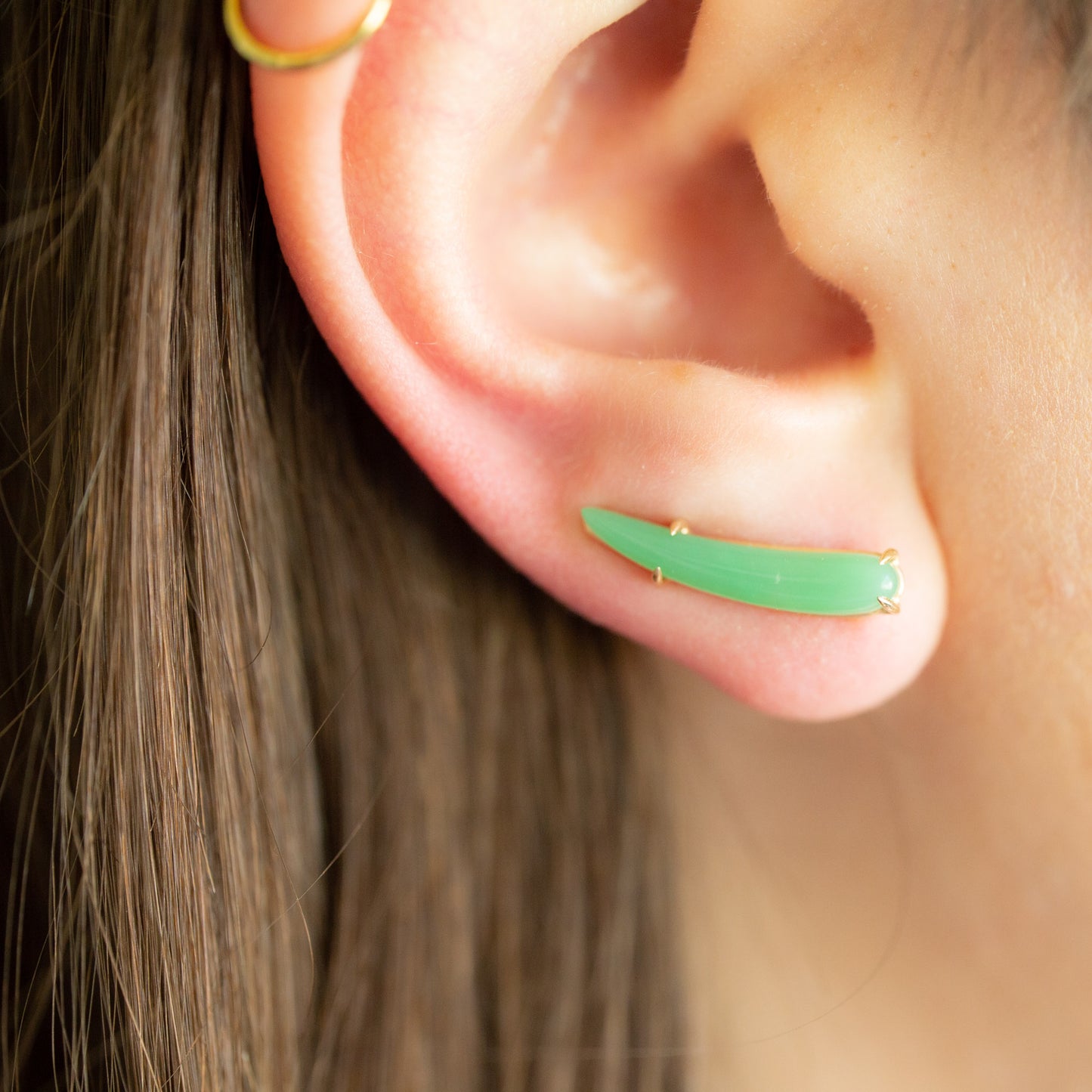 Carved Gemstone Ear Climbers