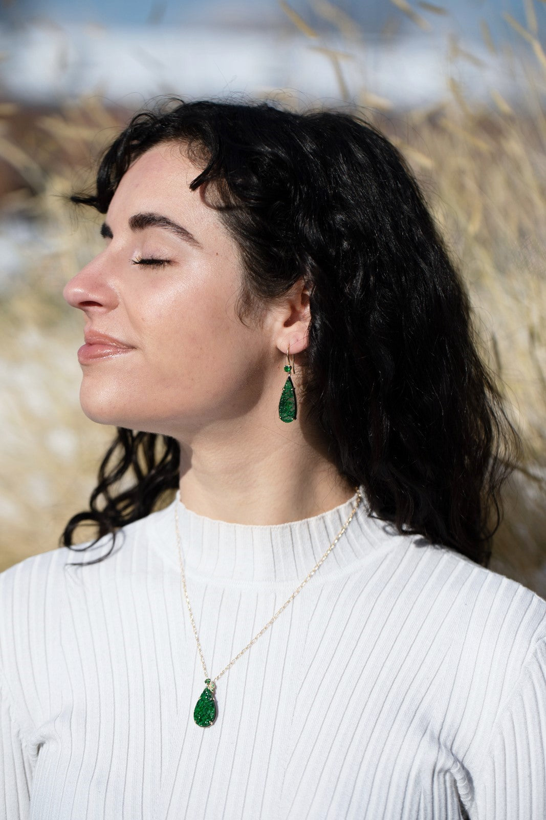 Uvarovite Leaf Necklace