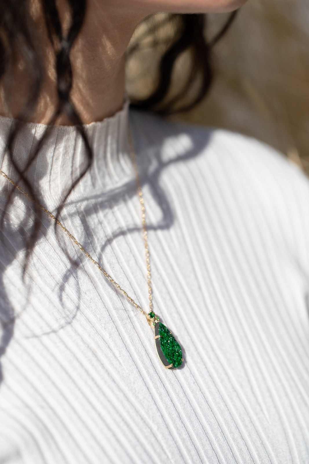 Uvarovite Leaf Necklace
