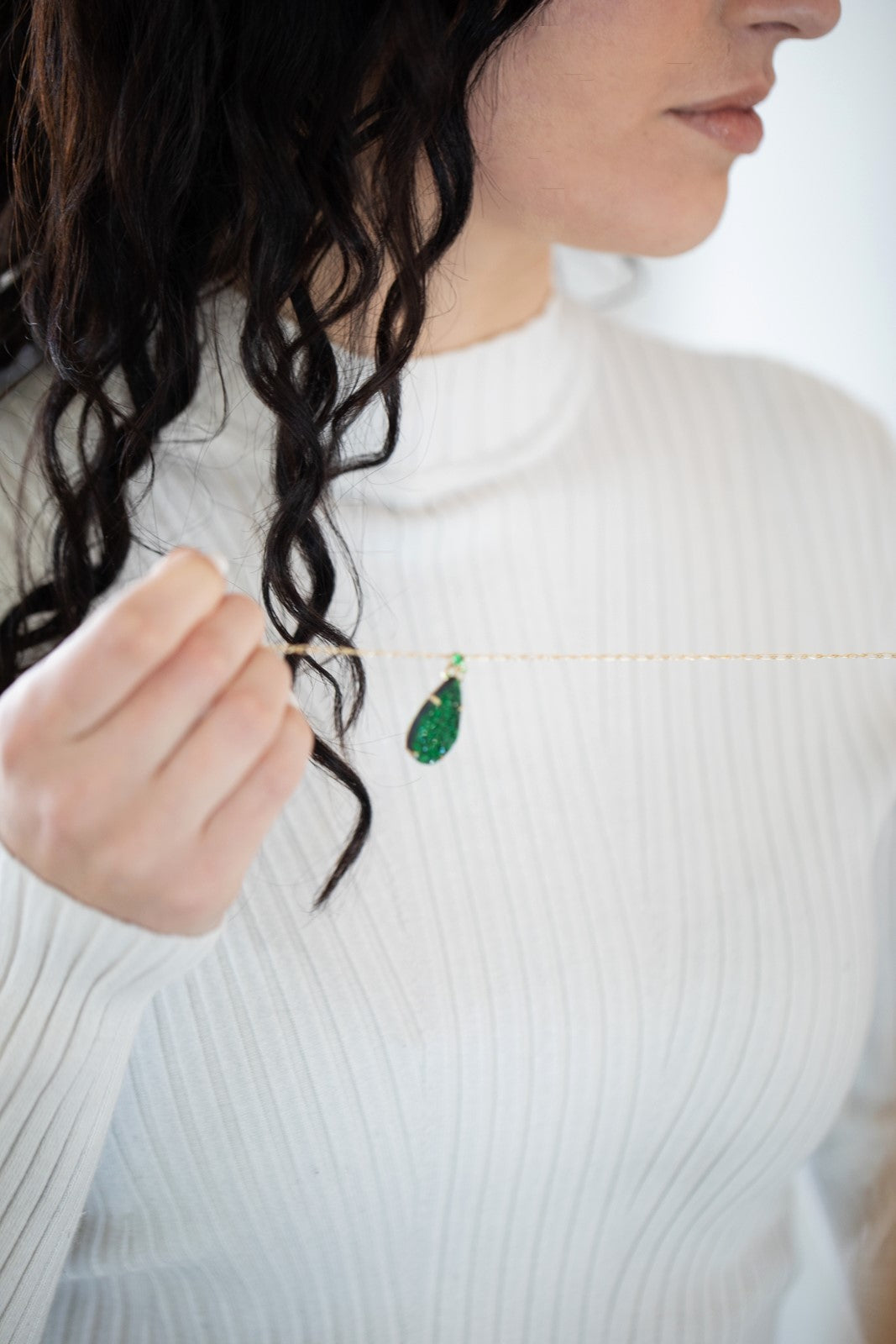 Uvarovite Leaf Necklace
