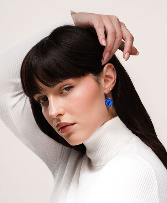 Azurite geode earrings