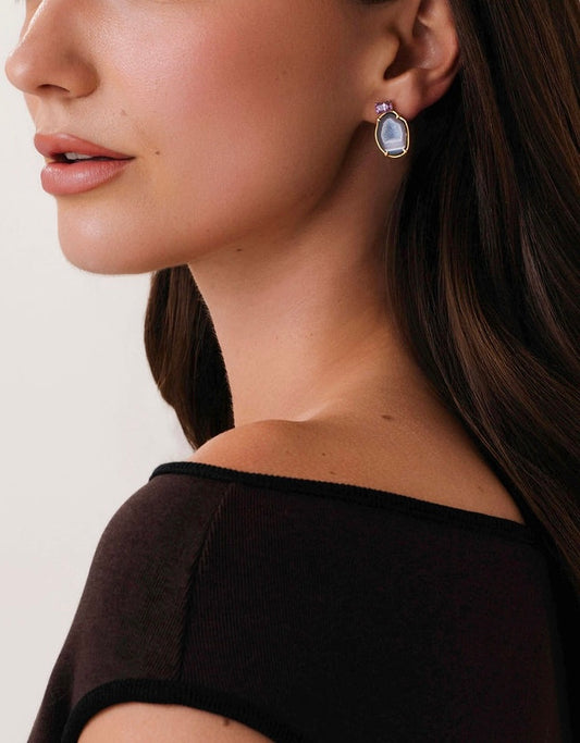Lilac Sky Geode Earrings
