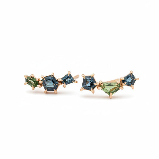 Teal Sapphire Ear Climbers