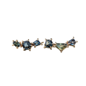 Teal Sapphire Ear Climbers