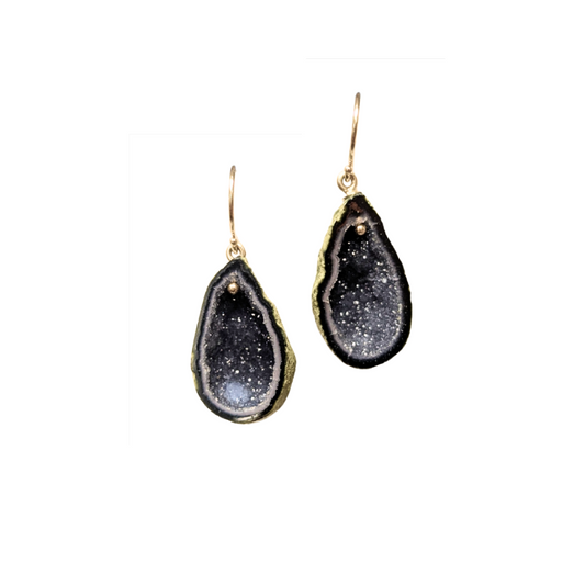 Black Geode Drop Earrings