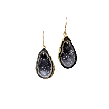 Black Geode Drop Earrings