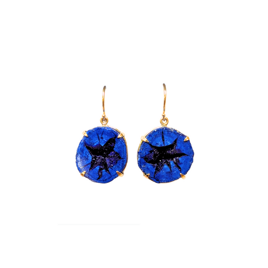 Azurite geode earrings