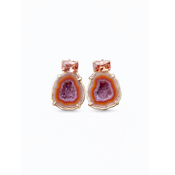 Just Peachy Geode Earrings