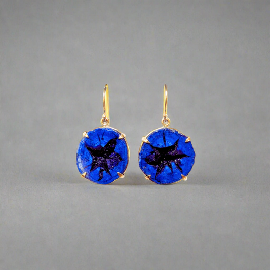 Azurite geode earrings