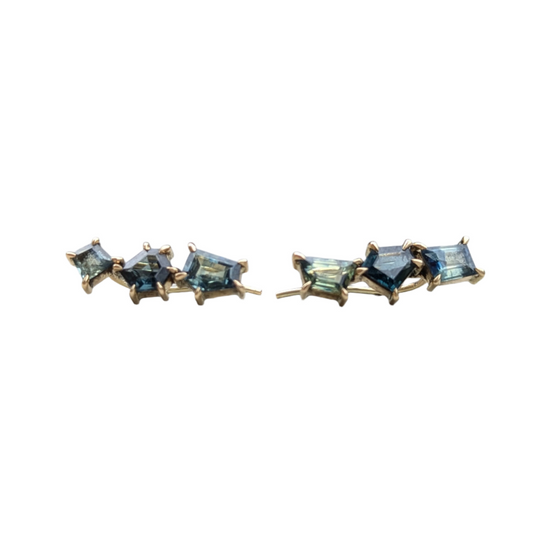 Sapphire Geometric Ear Climbers