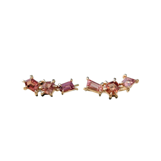 Peach Sapphire Ear Climbers
