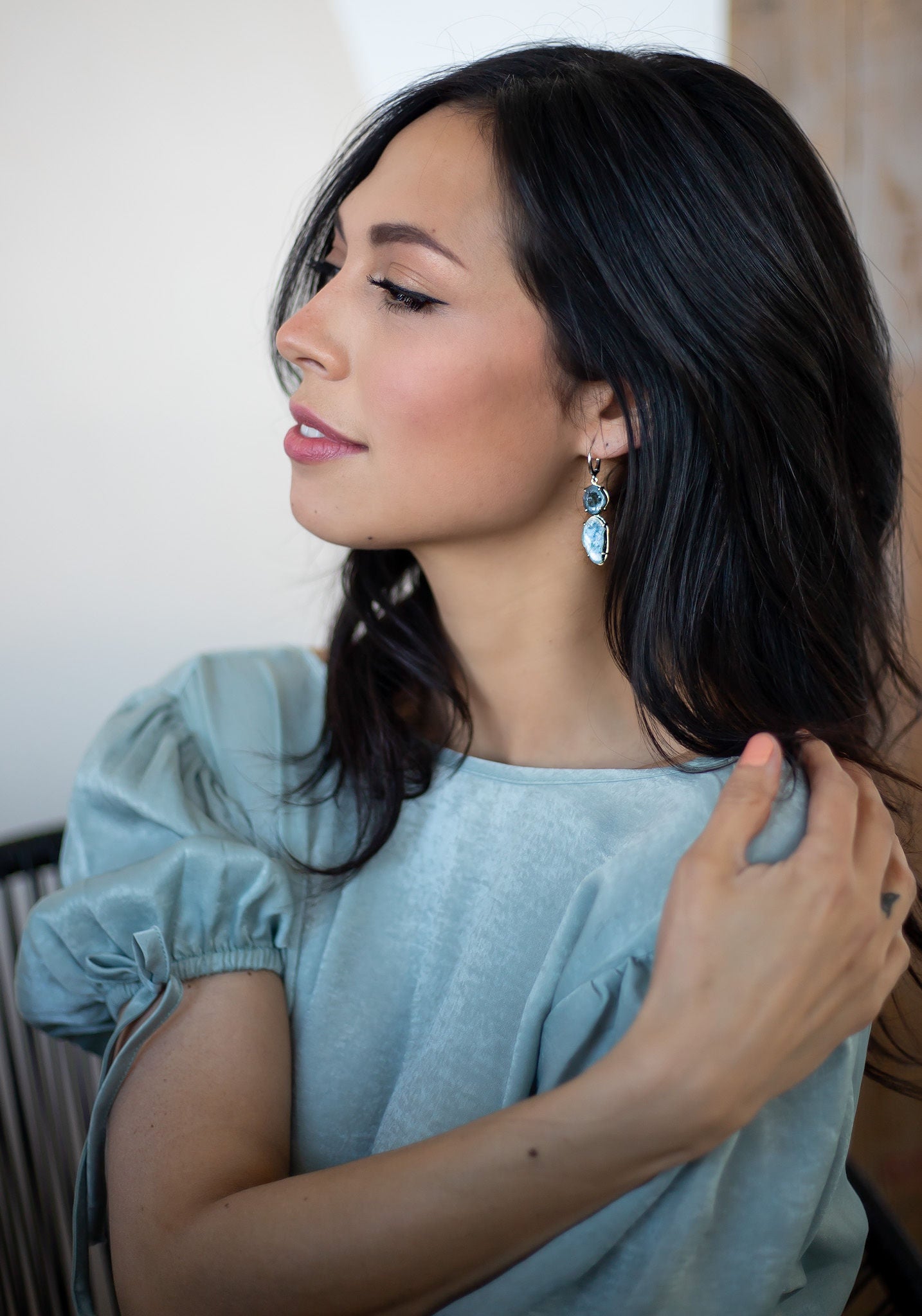 Olive Branch Geode Earrings