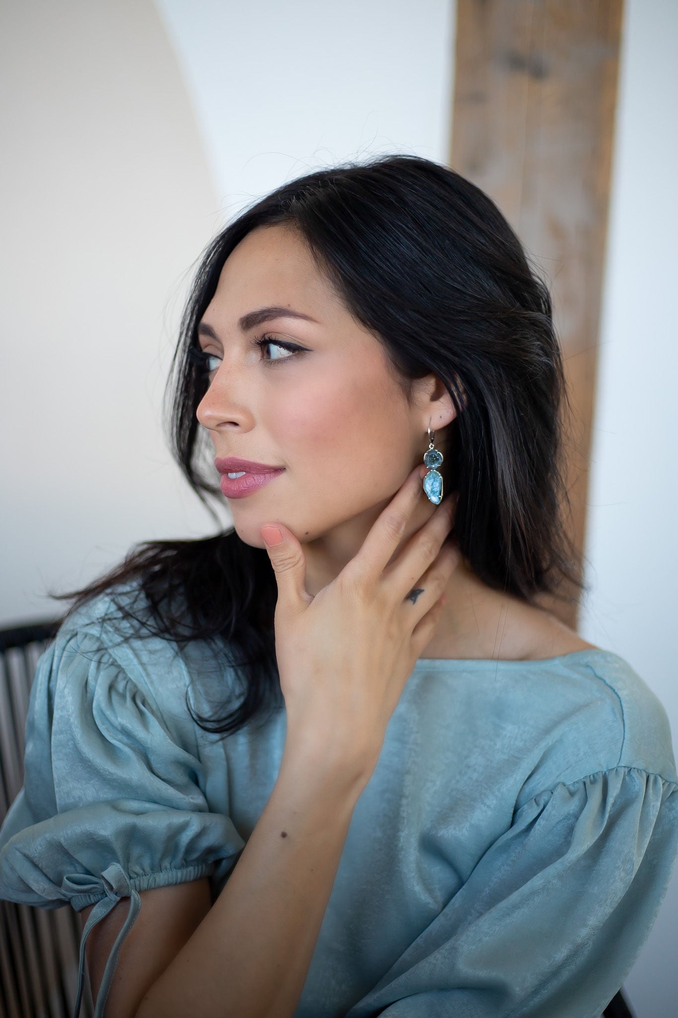 Olive Branch Geode Earrings