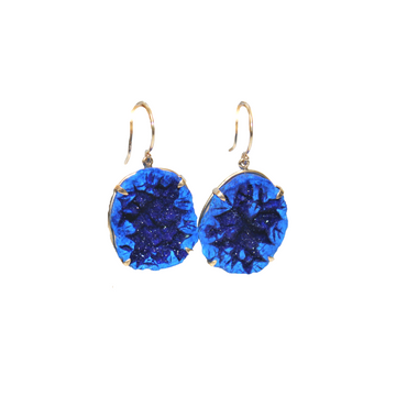 Large Azurite Geode Earrings