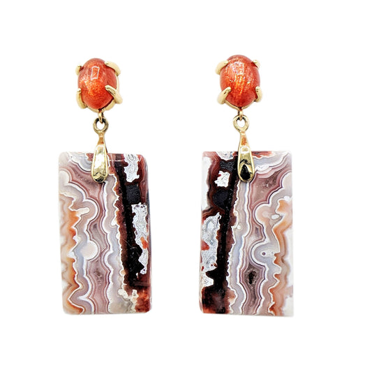 Lace Agate Tablet Earrings