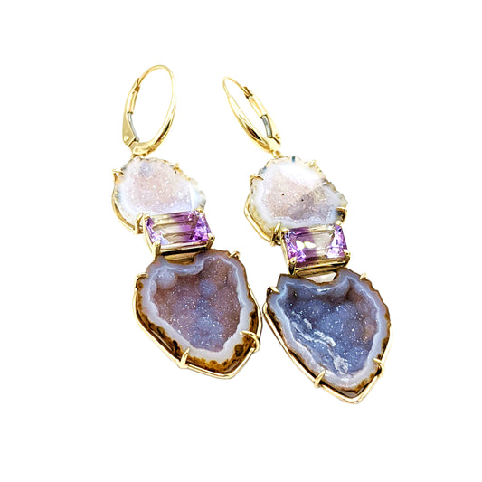 Amethyst Geode Drop Earrings