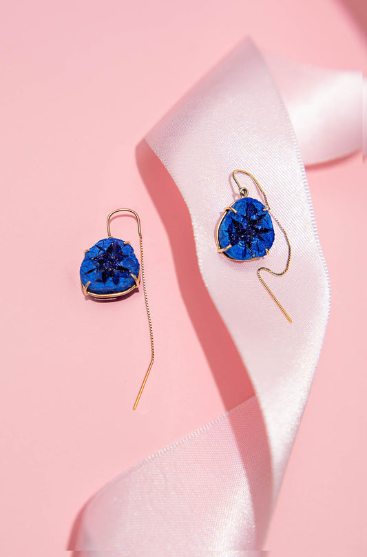 Small Azurite Geode Threaders