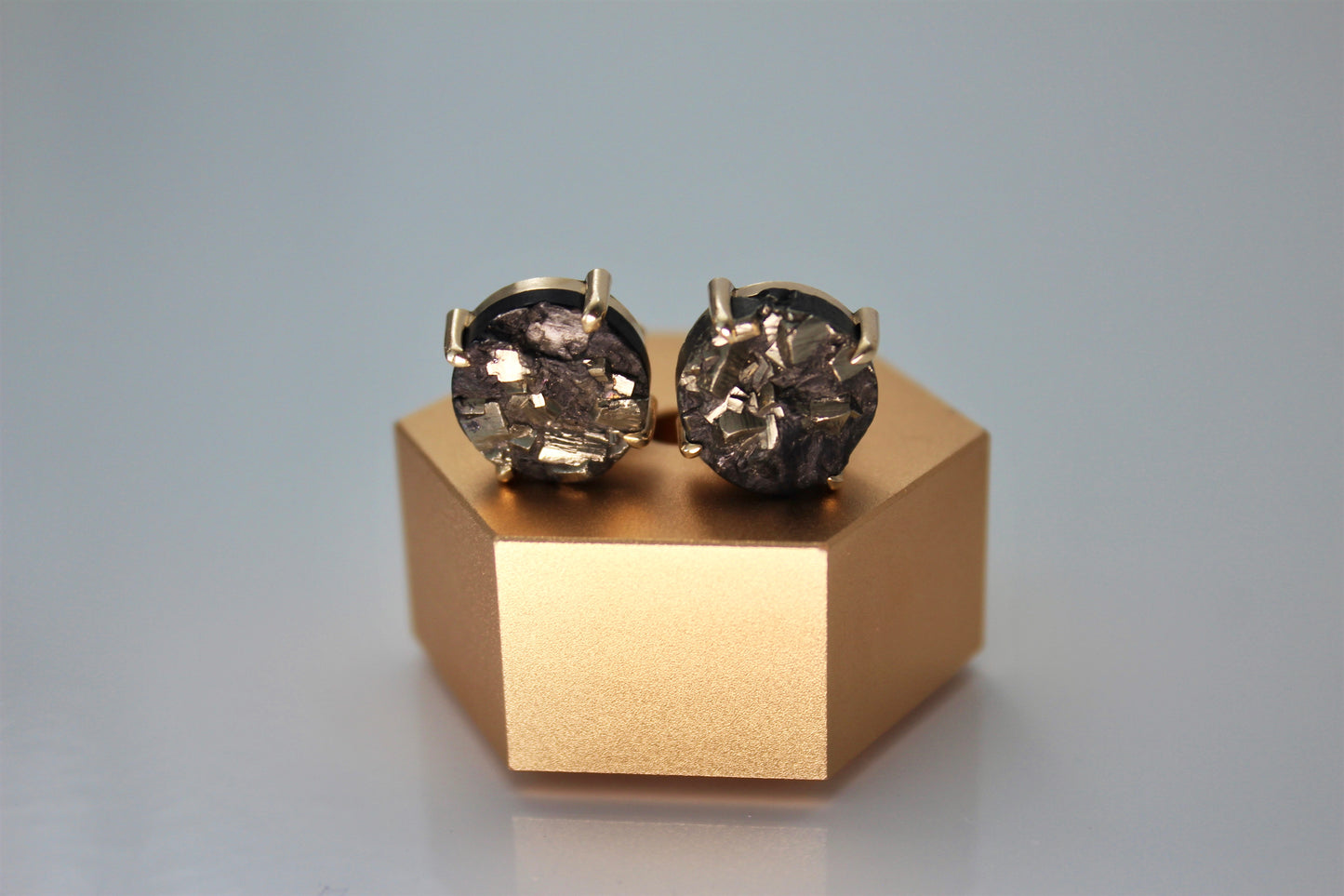 Pyrite-in-Slate Stud Earrings
