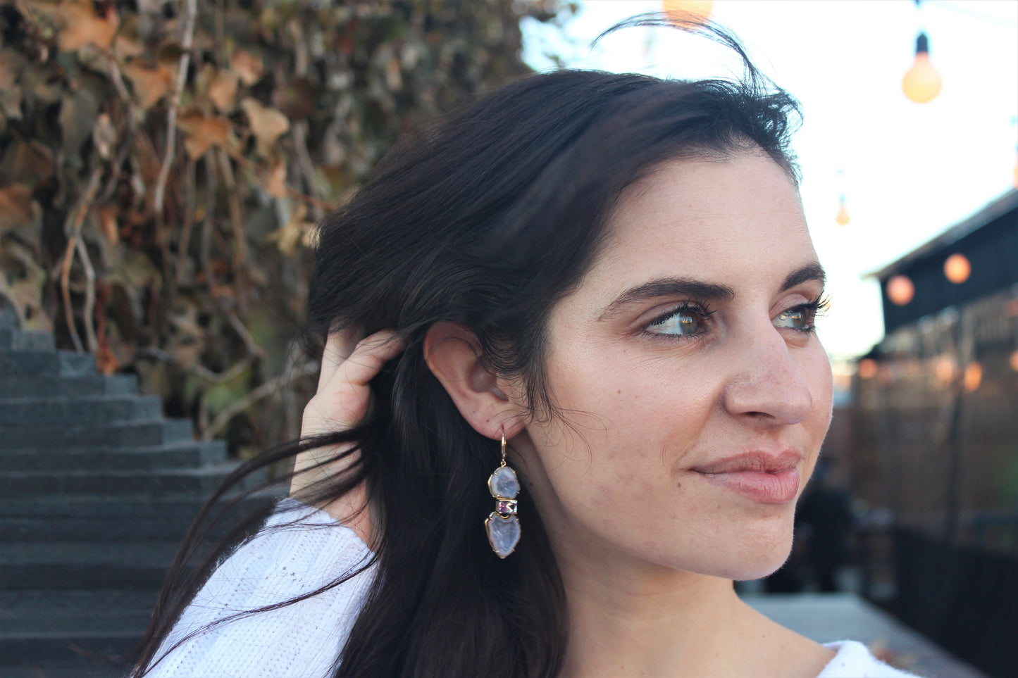 Amethyst Geode Drop Earrings