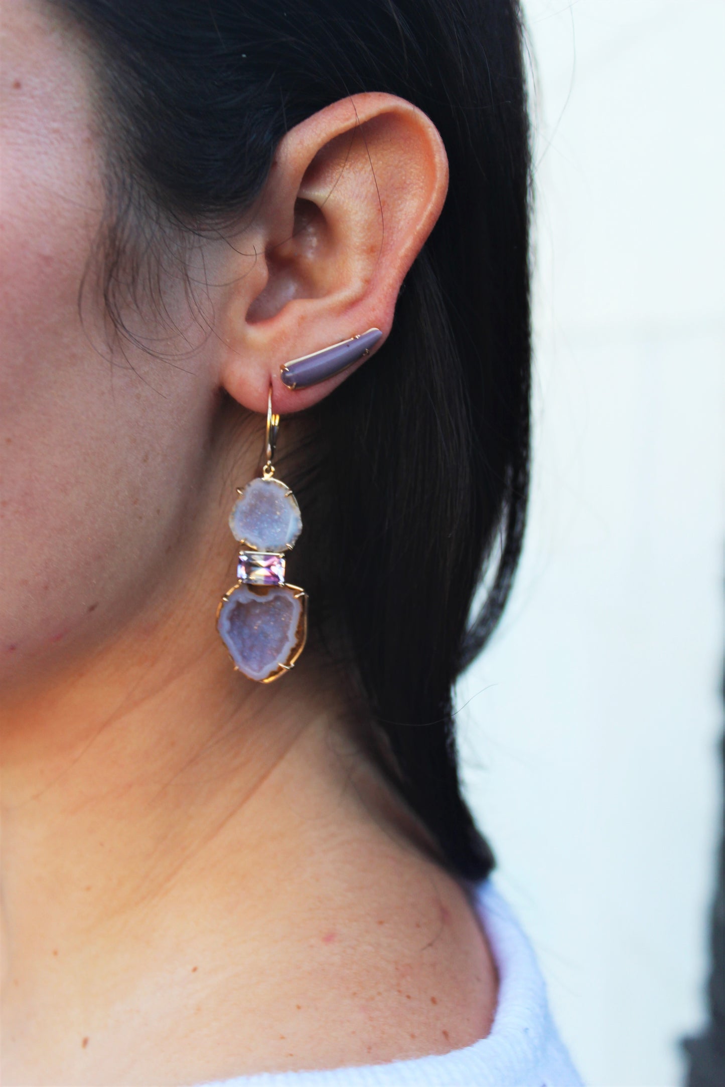 Amethyst Geode Drop Earrings