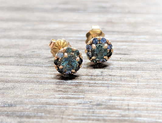 Sapphire Halo Stud Earrings