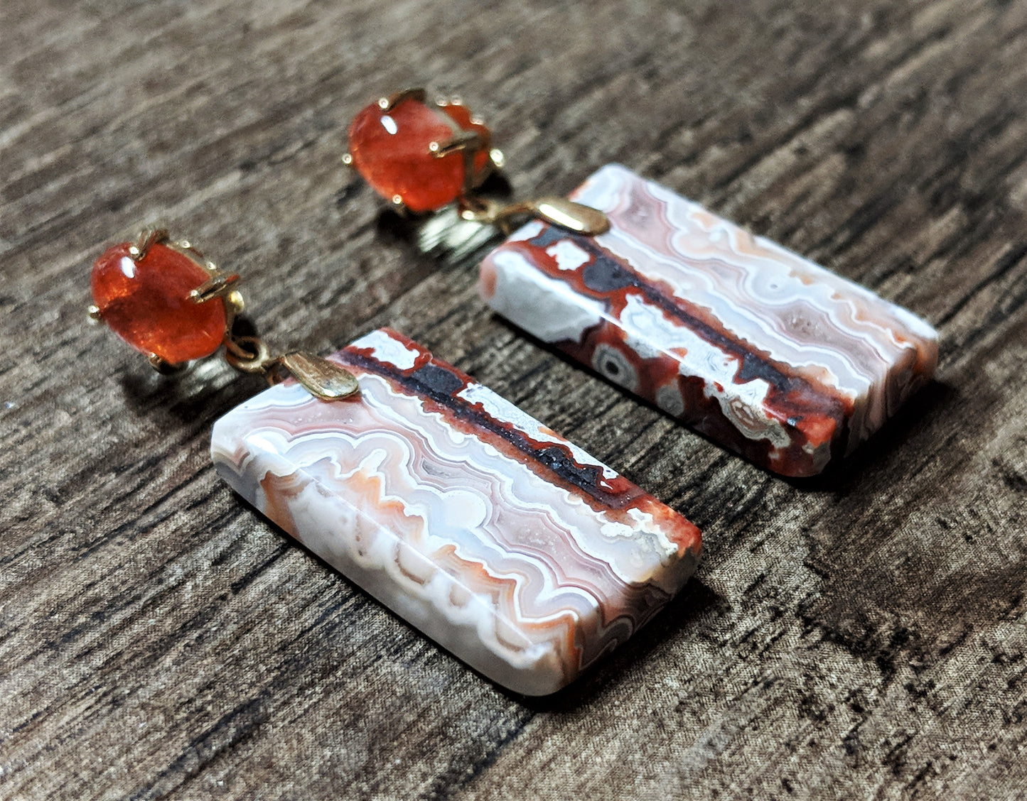 Lace Agate Tablet Earrings