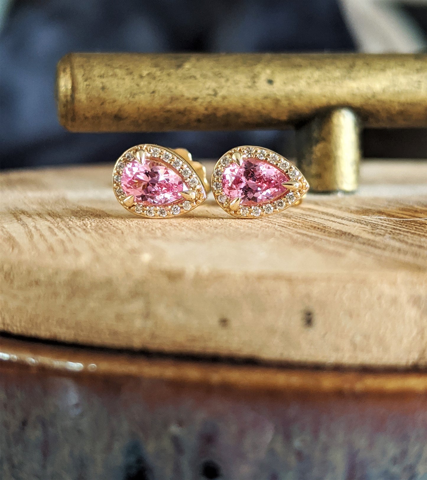 Pink Spinel Diamond Studs