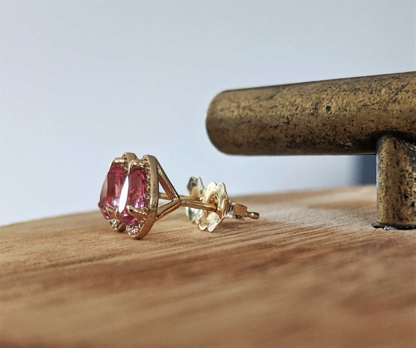 Pink Spinel Diamond Studs