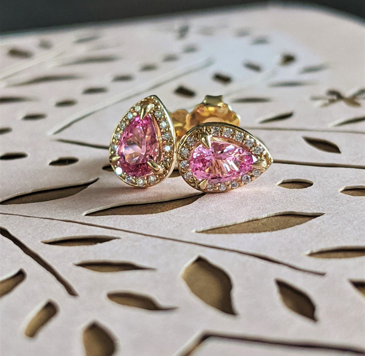 Pink Spinel Diamond Studs