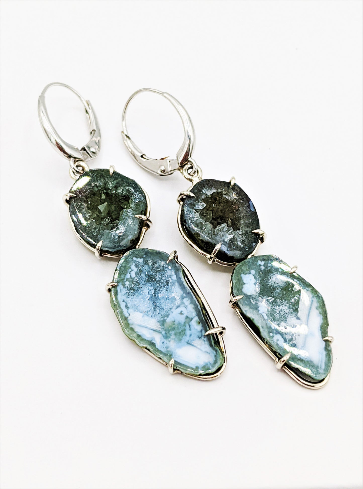 Olive Branch Geode Earrings