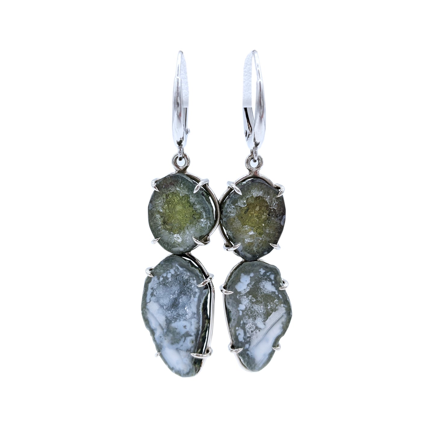 Olive Branch Geode Earrings