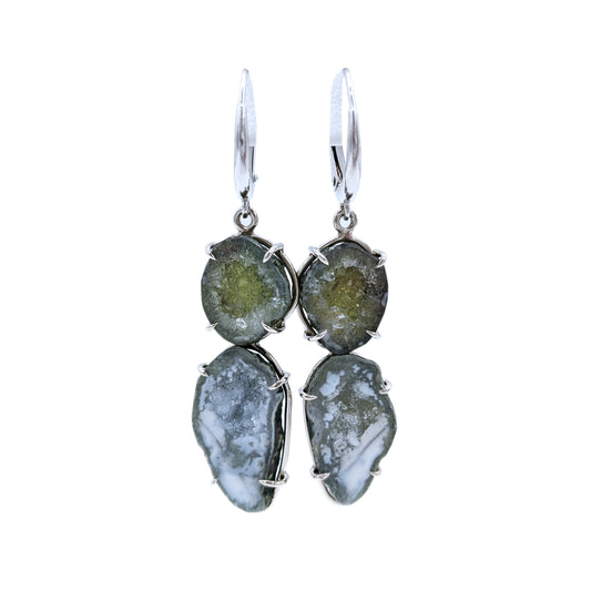 Olive Branch Geode Earrings