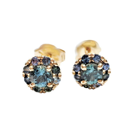 Sapphire Halo Stud Earrings