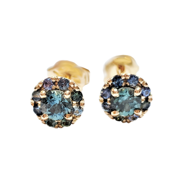 Sapphire Halo Stud Earrings