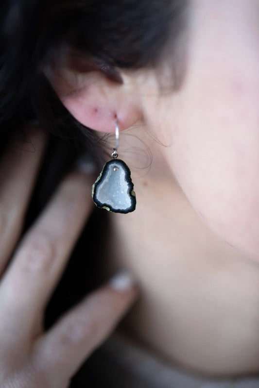 Grey & Black Geode Earrings